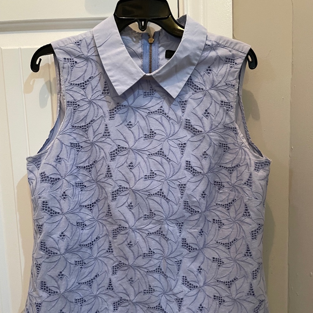 JCrew Sleeveless Zip-back Floral Lace Collared Blouse